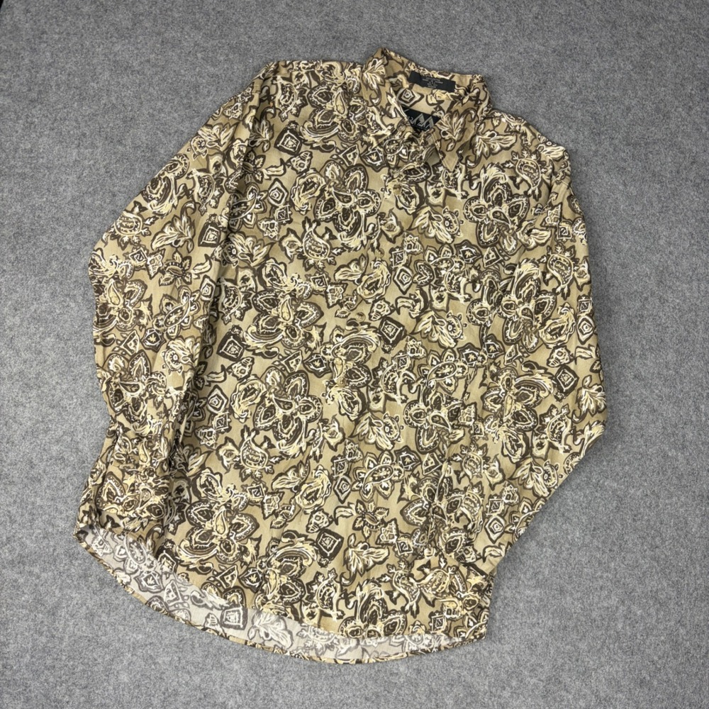 Krizia Menswear Brown Abstract Paisley Geometric Cotton Button Down Shirt Medium